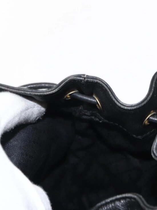 GUCCI Bamboo Backpack Leather Black Gold main image 4
